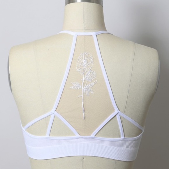 New Flower Design Back Mesh Racerback Bralette - Picture 7 of 7